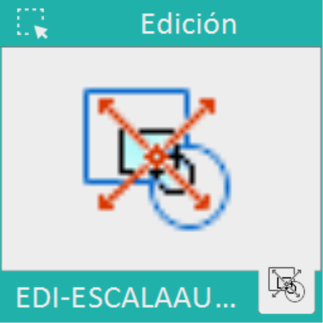 Escala todas las entidades seleccionadas tomando como pivote el centro de la caja máxima que los engloba.