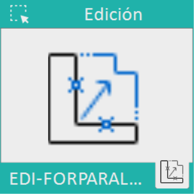 Permite hacer paralelas de una polilínea pero solo de aquellos lados de la polilínea que seleccionemos.Podemos indicar la distancía de la paralela o que dicha paralela pase por un determinado punto.