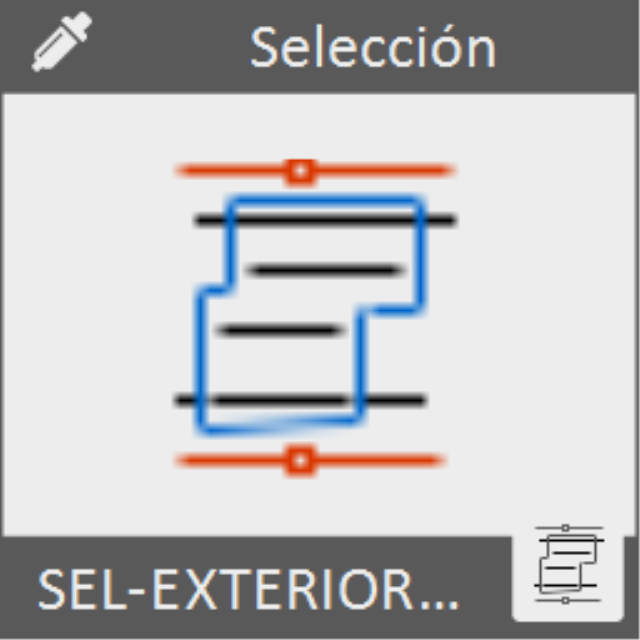 Selecciona todas las entidades que quedan fuera una polilínea marcada.