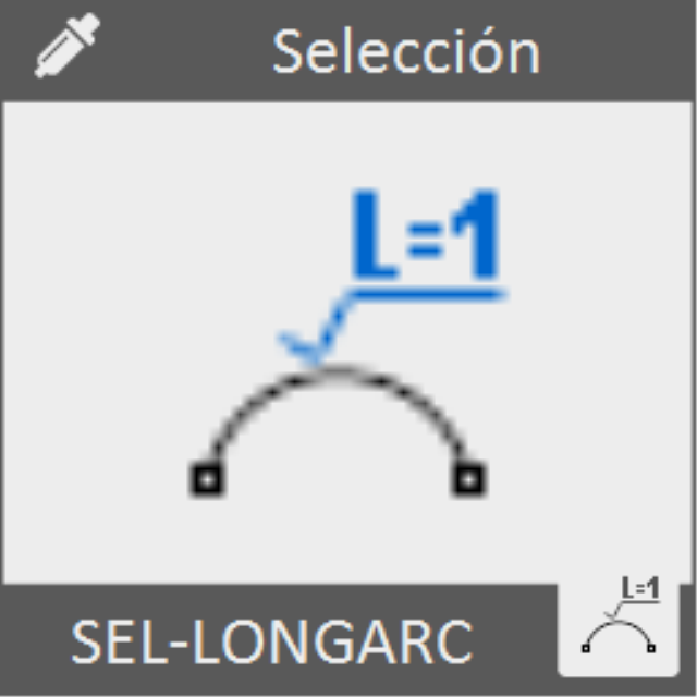 Selecciona aquellas entidades de arco cuya longitud sea inferior o superior a un determinado valor.