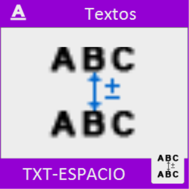 Permite cambiar la distancia entre varias líneas de texto consecutivas indicando un valor o marcando 2 puntos.