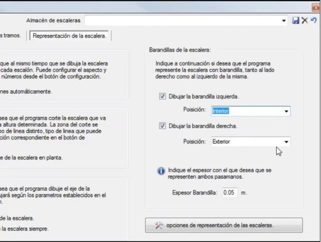 Permite editar y modificar las escaleras dibujadas.