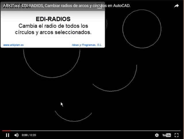 Cambia el radio de todos los círculos y arcos seleccionados en el dibujo de forma automática.