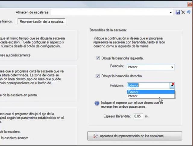 Permite editar y modificar las escaleras dibujadas.
