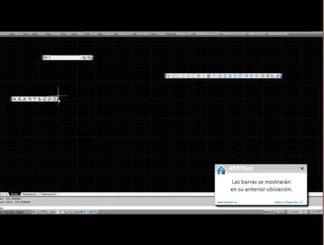 Permite mostrar y ocultar las principales barras de herramientas de AutoCAD.